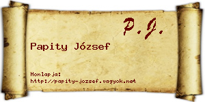 Papity József névjegykártya